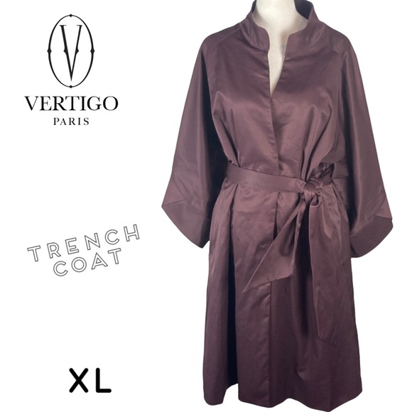 Vertigo Paris Jackets & Blazers - Vertigo Paris Plum Kimono Style Trench coat 🖤 GORGEOUS sz XL